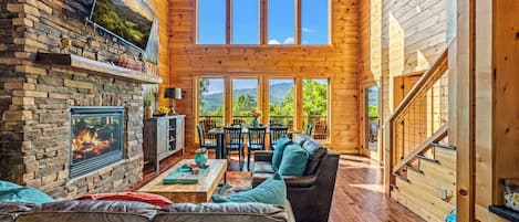 Smart TV, fireplace, DVD player