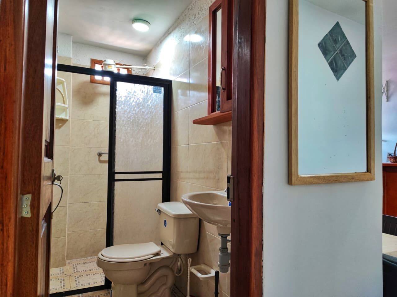 シャワー、タオル、石鹸、トイレットペーパー