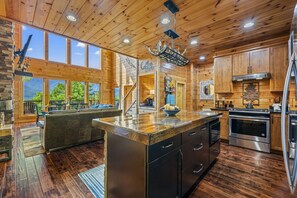 Cabin, 3 Bedrooms | Private kitchen | Fridge, oven, coffee/tea maker, toaster - A Tree Top View 3 Bedroom Home (Gatlinburg)