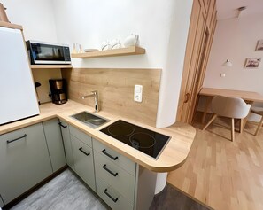 Kühlschrank, Mikrowelle, Herdplatte, Geschirrspüler