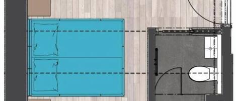 Small Double Room | Colchones Select Comfort, cortinas opacas, tabla de planchar con plancha
