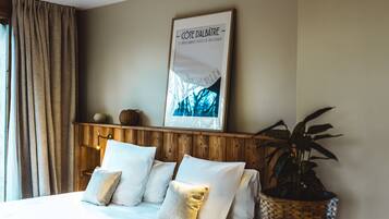 1 slaapkamer, een kluis op de kamer, beddengoed