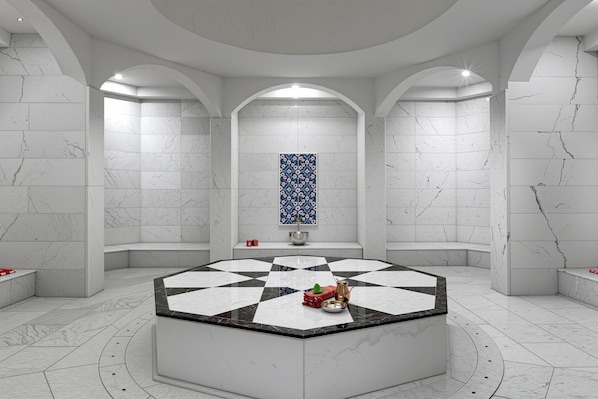 Couples treatment rooms, Turkish bath, body treatments, aromatherapy