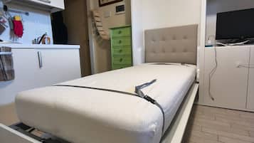 1 bedroom, iron/ironing board, bed sheets