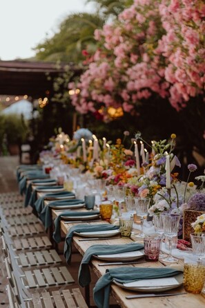 Outdoor banquet area