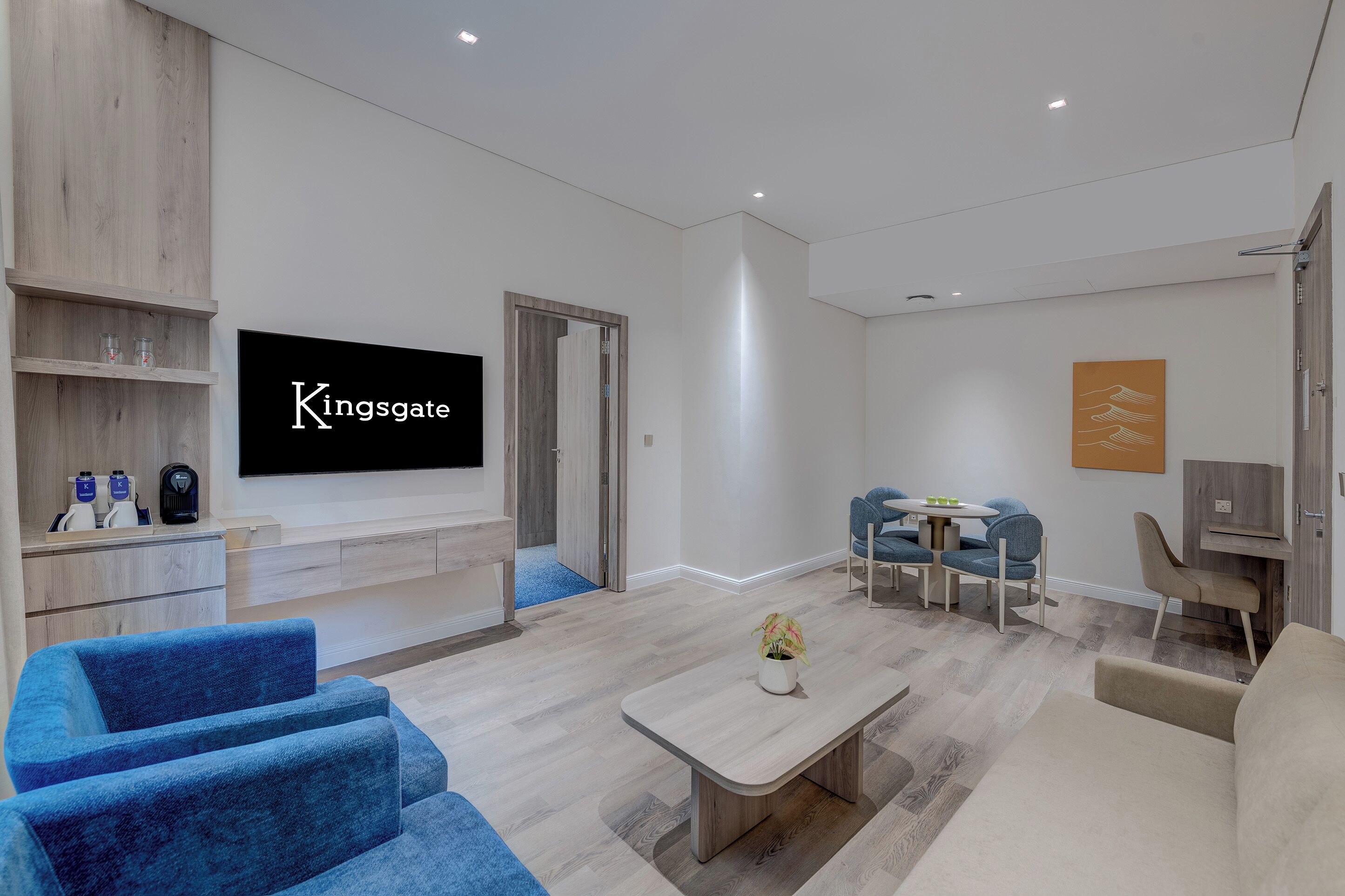 Deluxe Room, 1 King Bed (Separate Living & Dining Area) | Living area | 48-inch Smart TV with satellite channels, books