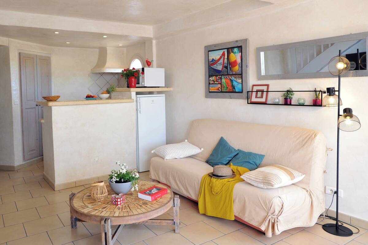 Appartement Duplex, vue lagon, en bord de plage | Coin séjour