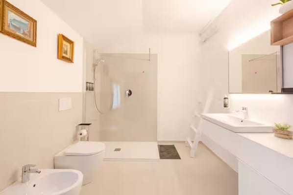 Dusche, Haartrockner, Bidet, Handtücher