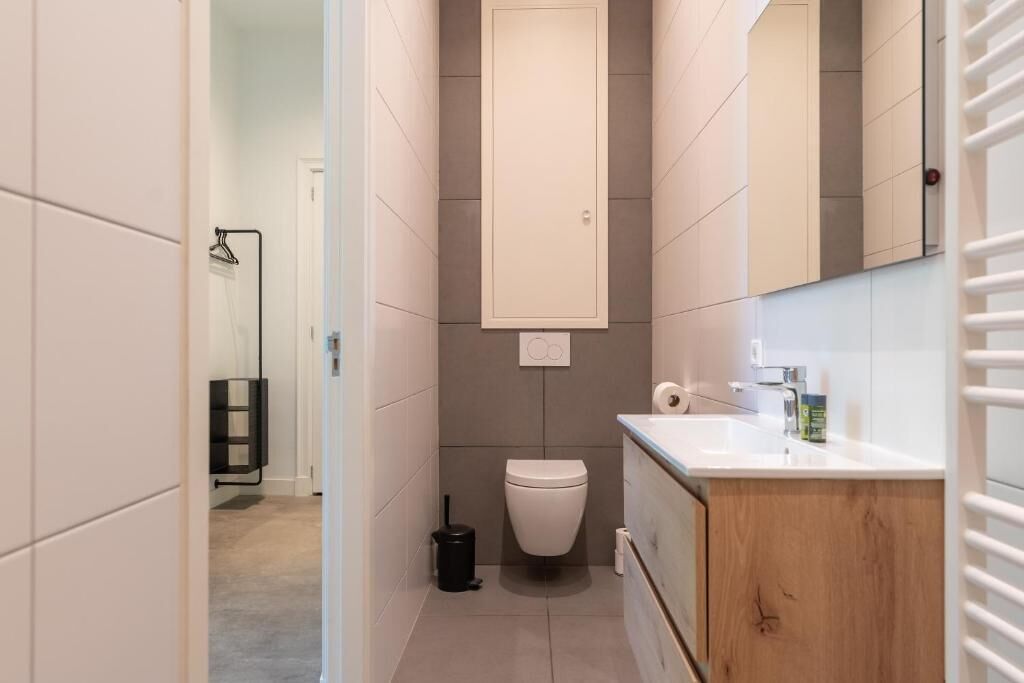 Shower, towels, toilet paper