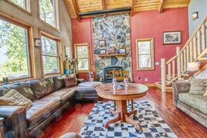 TV, fireplace - Big Red Cabin at Pine Mountain Lake (Groveland)