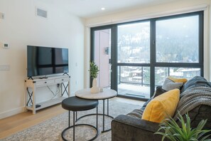 Appart'hôtel Signature, balcon, vue montagne | Coin séjour