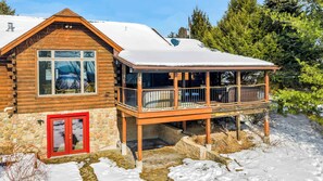 Exterior - Dreamy Lakeview Log Cabin in Lake Ariel w/ Hot Tub, Game Room & Fire Pit (Lake Ariel)