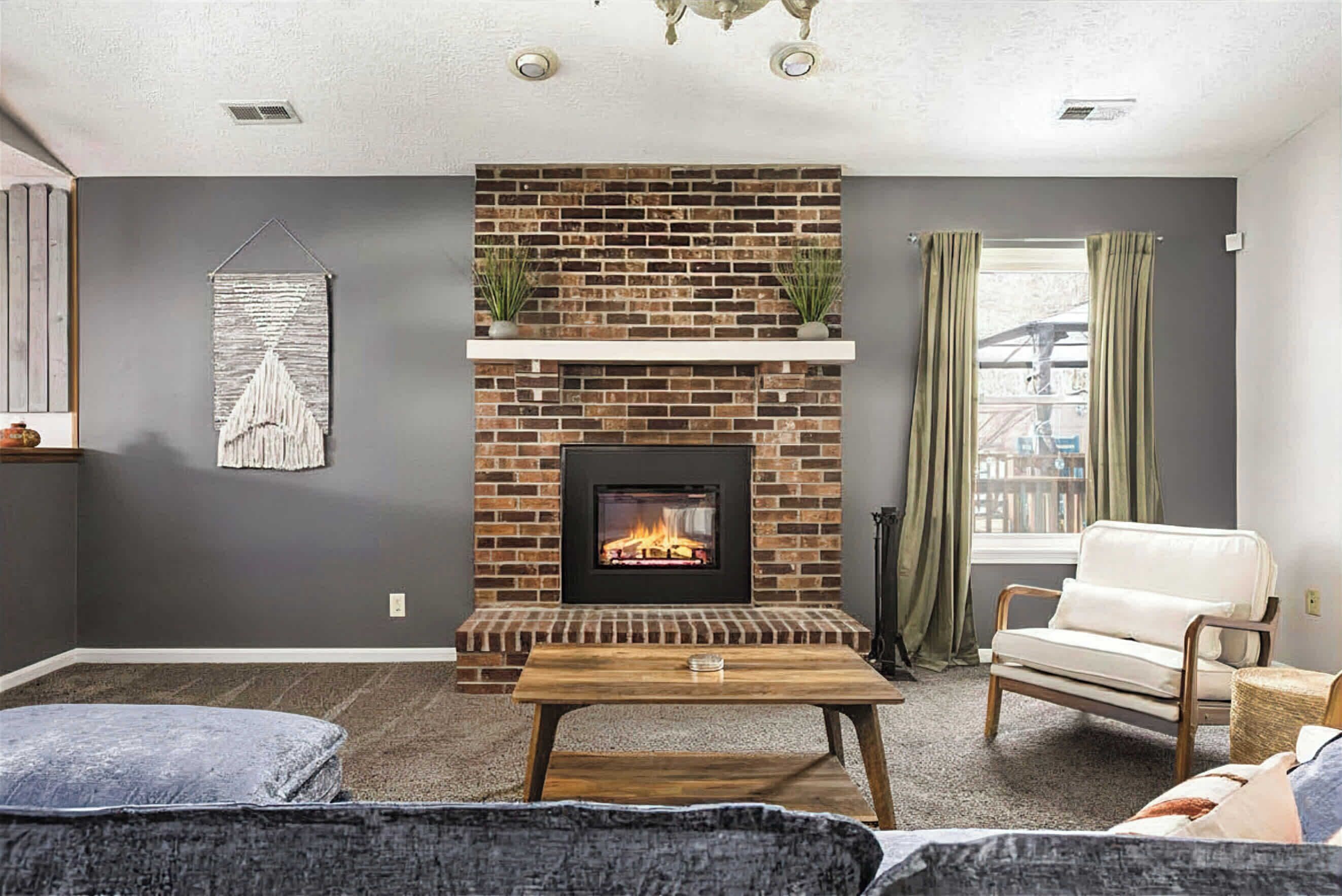 TV, fireplace, video games, offices