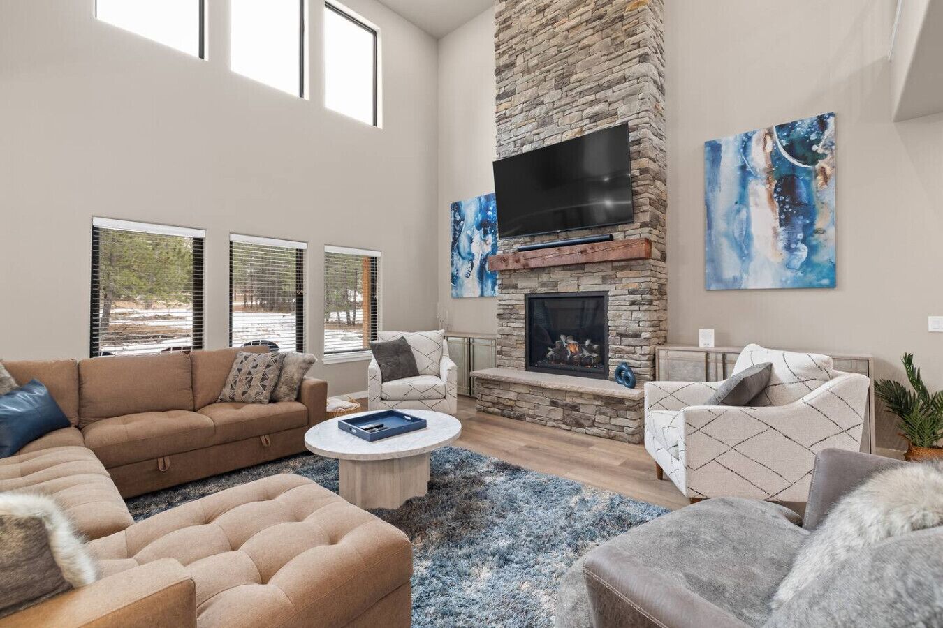 Una televisión, una chimenea