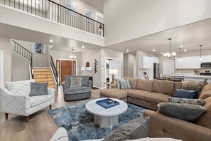 TV, fireplace - The Northern Peaks Retreat! Hot Tub! Views! (Lead)