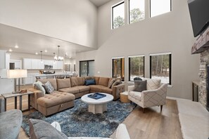 TV, fireplace - The Northern Peaks Retreat! Hot Tub! Views! (Lead)