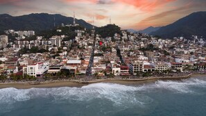 Aerial view - 3BR Private Retreat with Rooftop Pool, Steps to Malecon & Zona Romantica (Puerto Vallarta)