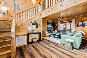TV, fireplace, video games, offices - Smoky Mtn Retreat | Sauna + Hot Tub + Game Room (Pigeon Forge)