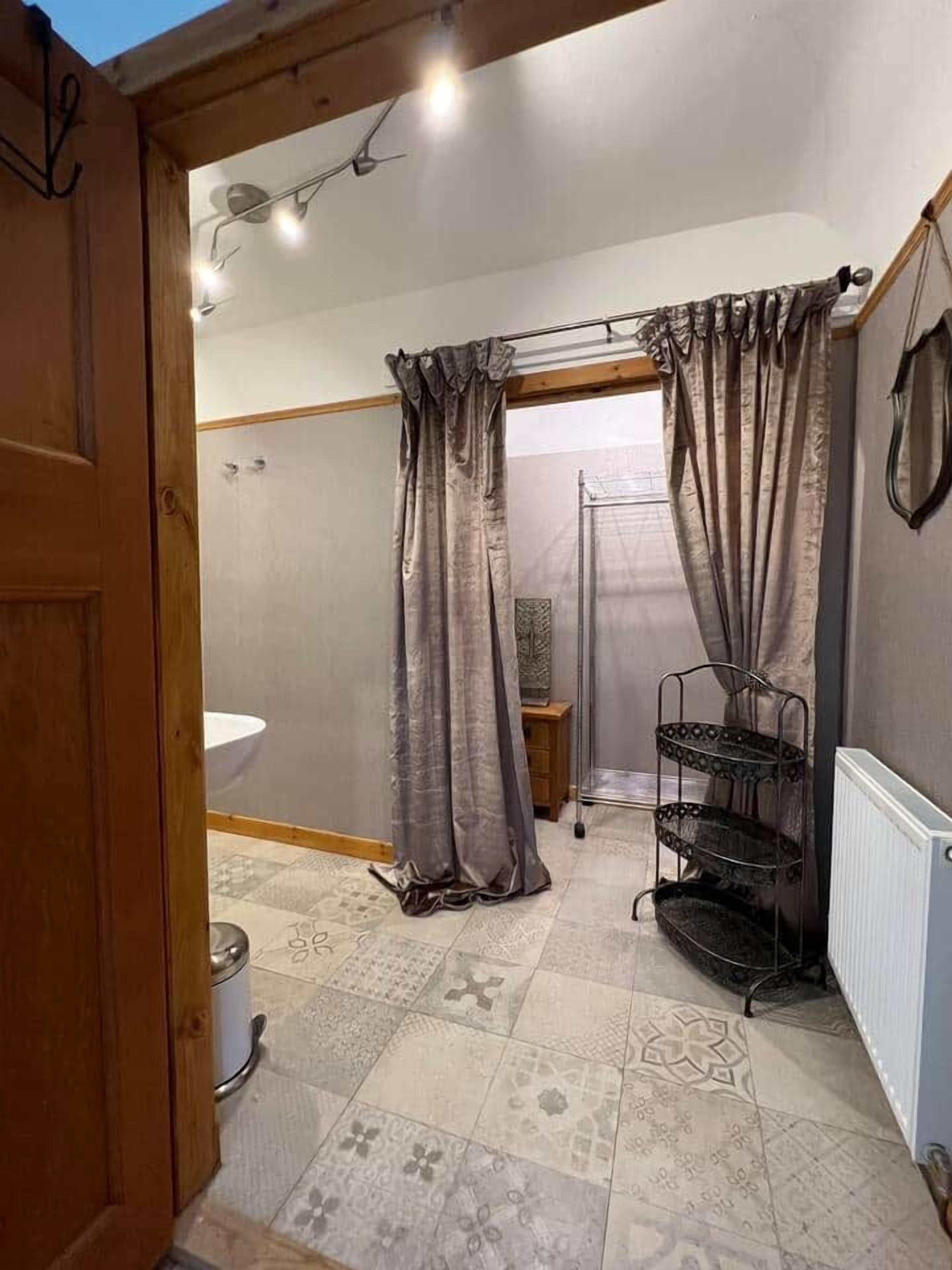 Shower, soap, toilet paper