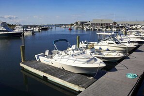 A marina with several boats docked at wooden piers. - Private Pool, Central AC, Dog Friendly! (Barnstable)