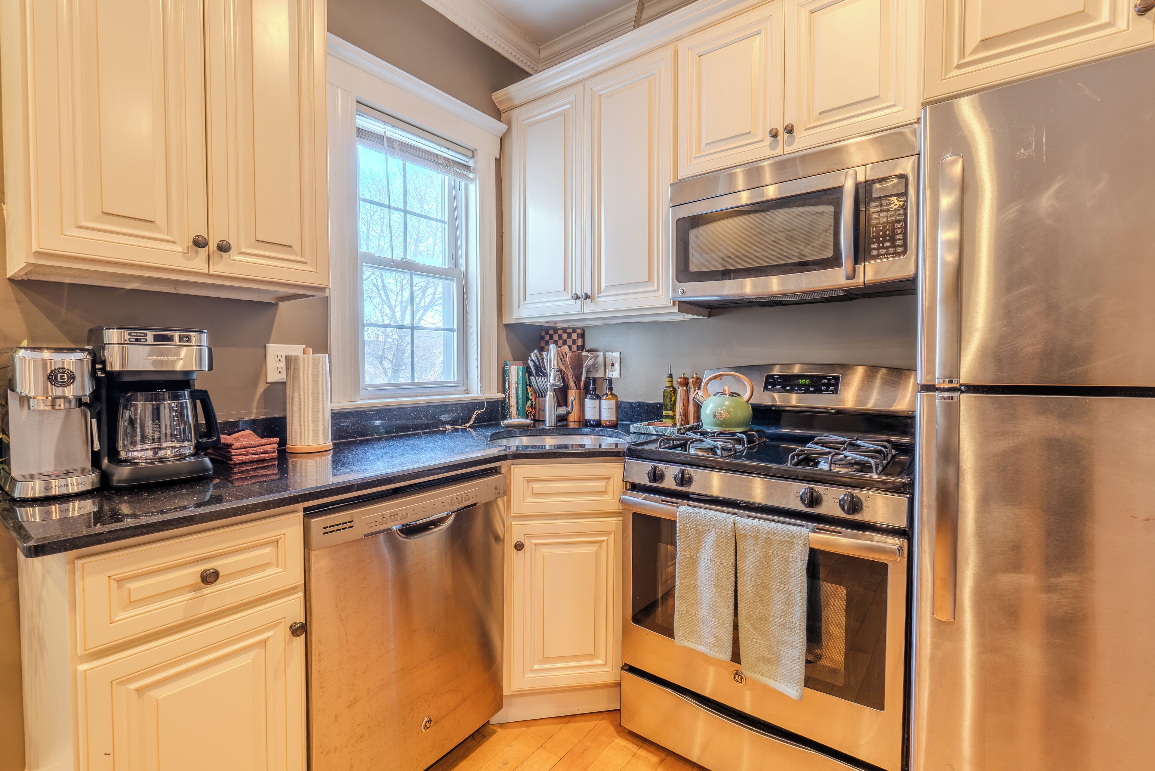 Microwave, oven, stovetop, dishwasher