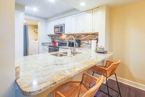 Fridge, microwave, dishwasher, coffee/tea maker - Ocean & Pool Views; Covered Balcony; Easy Beach Access; Community Grills, Kid's Pool & Sundeck! (Hilton Head Island)