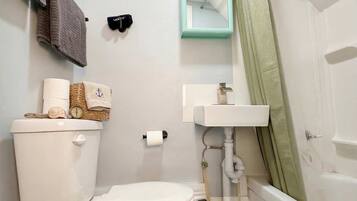 Regadera, secadora de cabello, toallas, shampoo