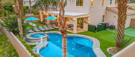 Piscine extérieure, piscine chauffée