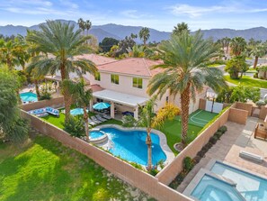 Outdoor pool, a heated pool - 14 Beds, Gameroom, Basketball, Golf, Bowling, Stylish, BBQ, Firepit, Pool+Spa. (Indio)
