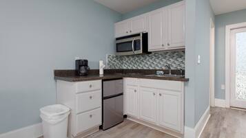 Microwave, stovetop, coffee/tea maker, toaster