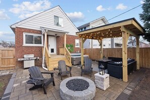 Terrace/patio - Luxury Retreat with Hot Tub, Movie Theater, Pet-Friendly near German Village (Columbus)