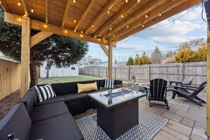 Terrace/patio - Luxury Retreat with Hot Tub, Movie Theater, Pet-Friendly near German Village (Columbus)