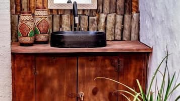 Shower, towels, toilet paper