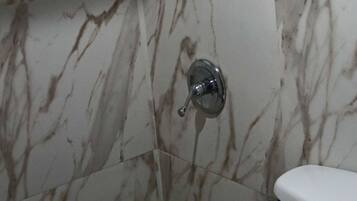 Ducha, secador de pelo, toallas, jabón