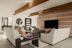 TV, fireplace, books - `26 New Build | Luxury Pool, Spa, View Decks (Sedona)