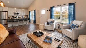 TV, fireplace - Mountain Star | Modern Asheville Retreat with Hot Tub + Fire Table Near Biltmore (Fairview)