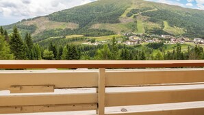 Eine Berglandschaft mit einer Stadt im Tal.