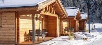 Detached comfortable cabin in nature, panoramic mountain views from the terrace, cozy comfort for every season.