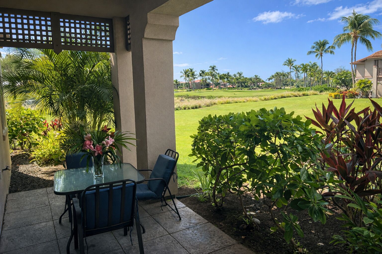 Kondominium, Beberapa Tempat Tidur, beranda, pemandangan lapangan golf (Waikoloa Colony Villas 805) | Teras/patio