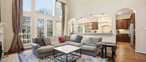 TV, fireplace, video games, ping pong