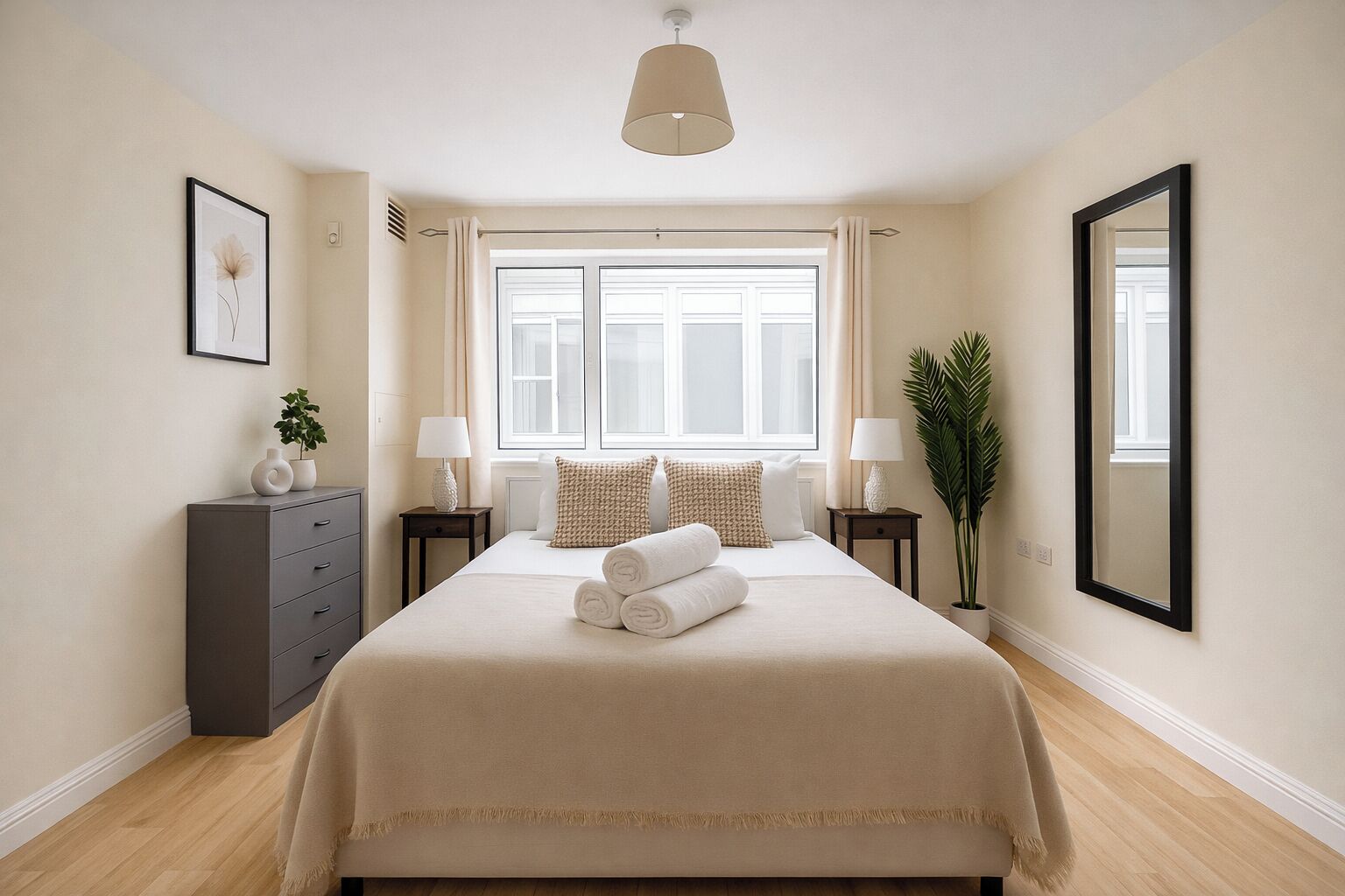 2 室のベッドルーム、アイロン / アイロン台、WiFi (無料)、ベッドシーツ