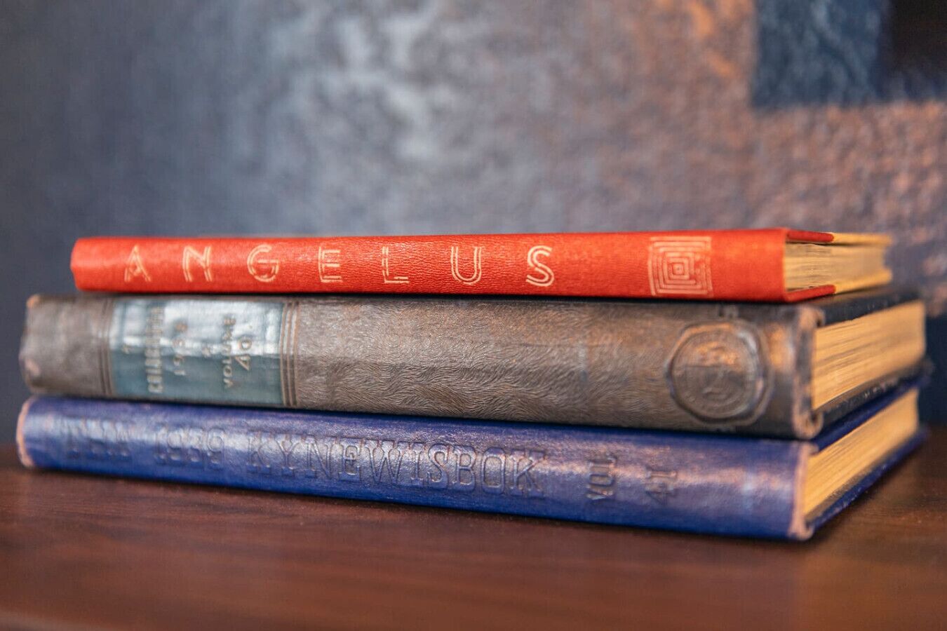 A stack of books with visible titles on their spines.