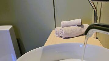 Double Room, 1 King Bed, City View, Private bathroom/shared shower | Bathroom | Towels