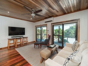 TV - 5BR Multi-Unit Villa + Pool | Three by the Sea (San Pedro Town)