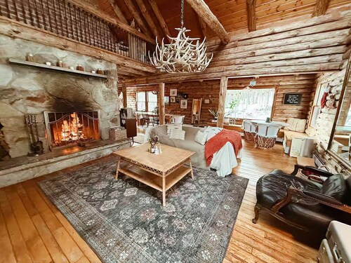 Beautiful Wintry Log Cabin Immersed in Nature