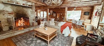 Beautiful Wintry Log Cabin Immersed in Nature