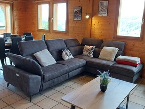 TV, fireplace - Spacious chalet with Wi-Fi and parking, pets allowed (Les Gets)