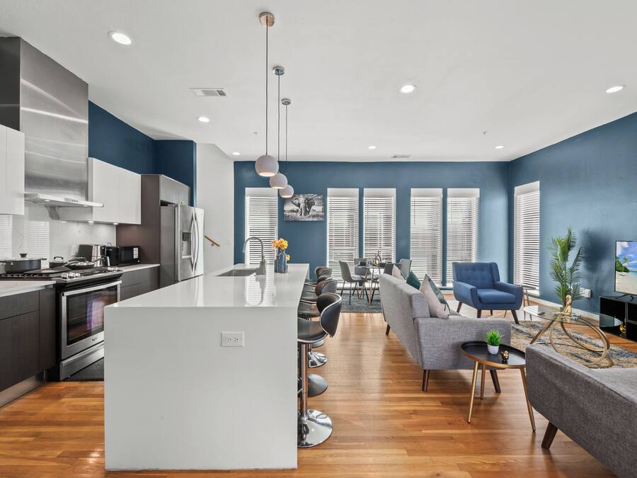 Casa geminada família, várias camas, aceita animais de estimação, vista para a cidade | Área de estar