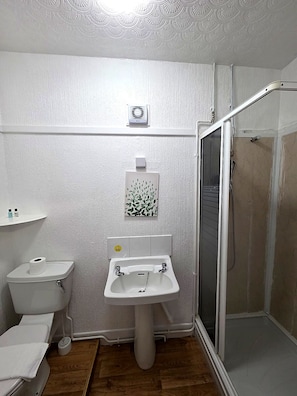 シャワー、石鹸、シャンプー、トイレットペーパー