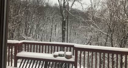 Private home with great location and amenities! Wraparound deck in the woods!